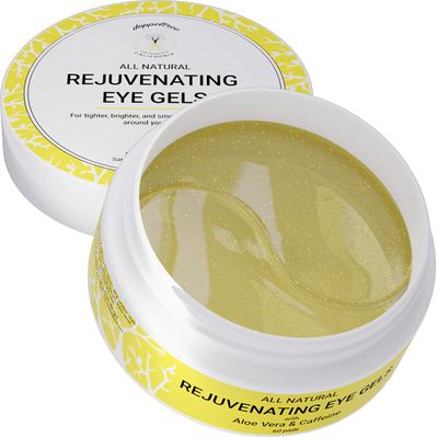 Doppeltree All Natural Caffeine Under Eye Patches &amp; Hydrogel Masks (60 Pads) - Anti Aging Treatment for Crow Feet, Puffiness, Wrinkles, Dark Circles- Formulated in San Francisco