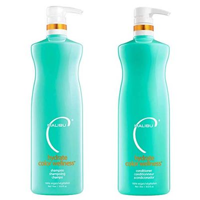 Malibu C Hydrate Color Wellness Duo - Hydrating Shampoo and Conditioner Set for Color-Treated Hair - Extends Color Vibrancy and Longevity - Vegan &amp; Sulfate-Free Hair Care