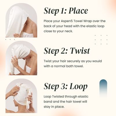 Extra Large Waffle Cotton Hair Towel Wrap - 30 inches Long, 400 GSM, Ultra Absorbent, Quick Dry Hair Turban for Women, Ideal for Long and Curly Hair, Perfect for Plopping (Coral White)