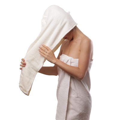 Extra Large Waffle Cotton Hair Towel Wrap - 30 inches Long, 400 GSM, Ultra Absorbent, Quick Dry Hair Turban for Women, Ideal for Long and Curly Hair, Perfect for Plopping (Coral White)