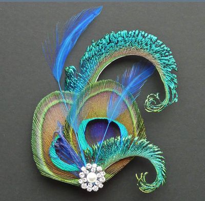 Handmade Bohemian Peacock Feather Hair Clip Hair Accessory Elegant Showgirl Headpiece Hair Pin Wedding Dance Party Headwear Headdress (E#)