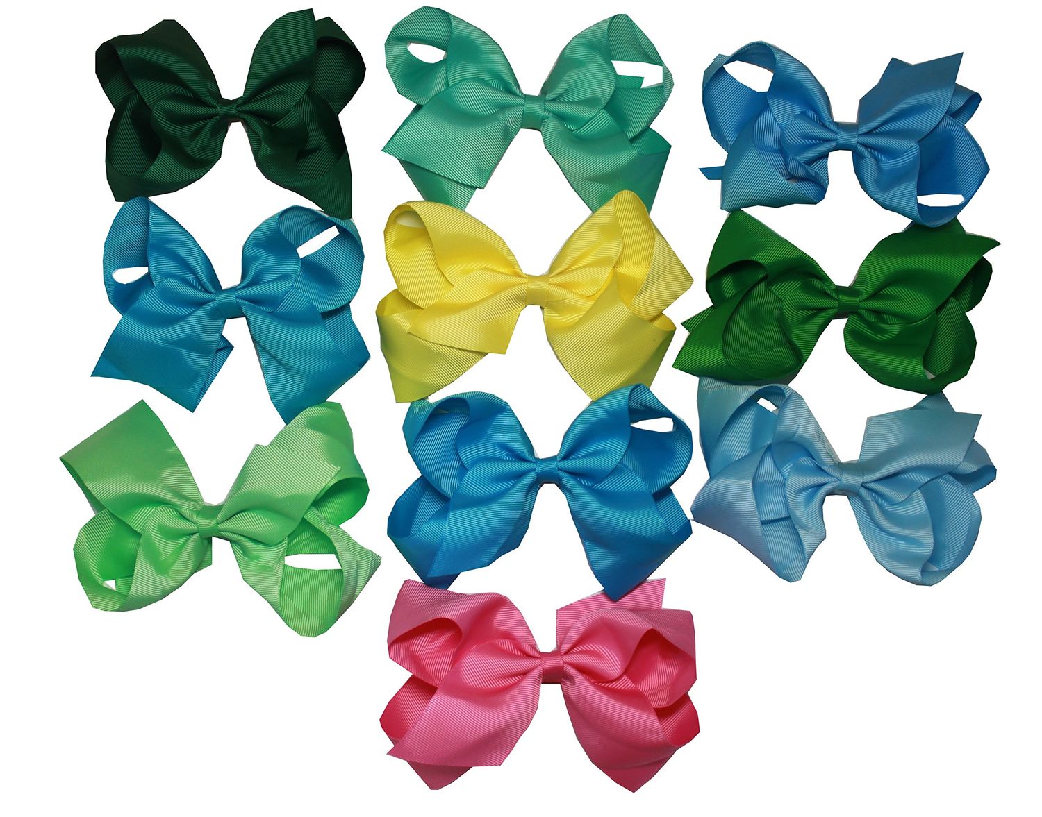 Syleia Large 6&quot; Hair Bows with Alligator Clip Set of 10 (Summer Splash)