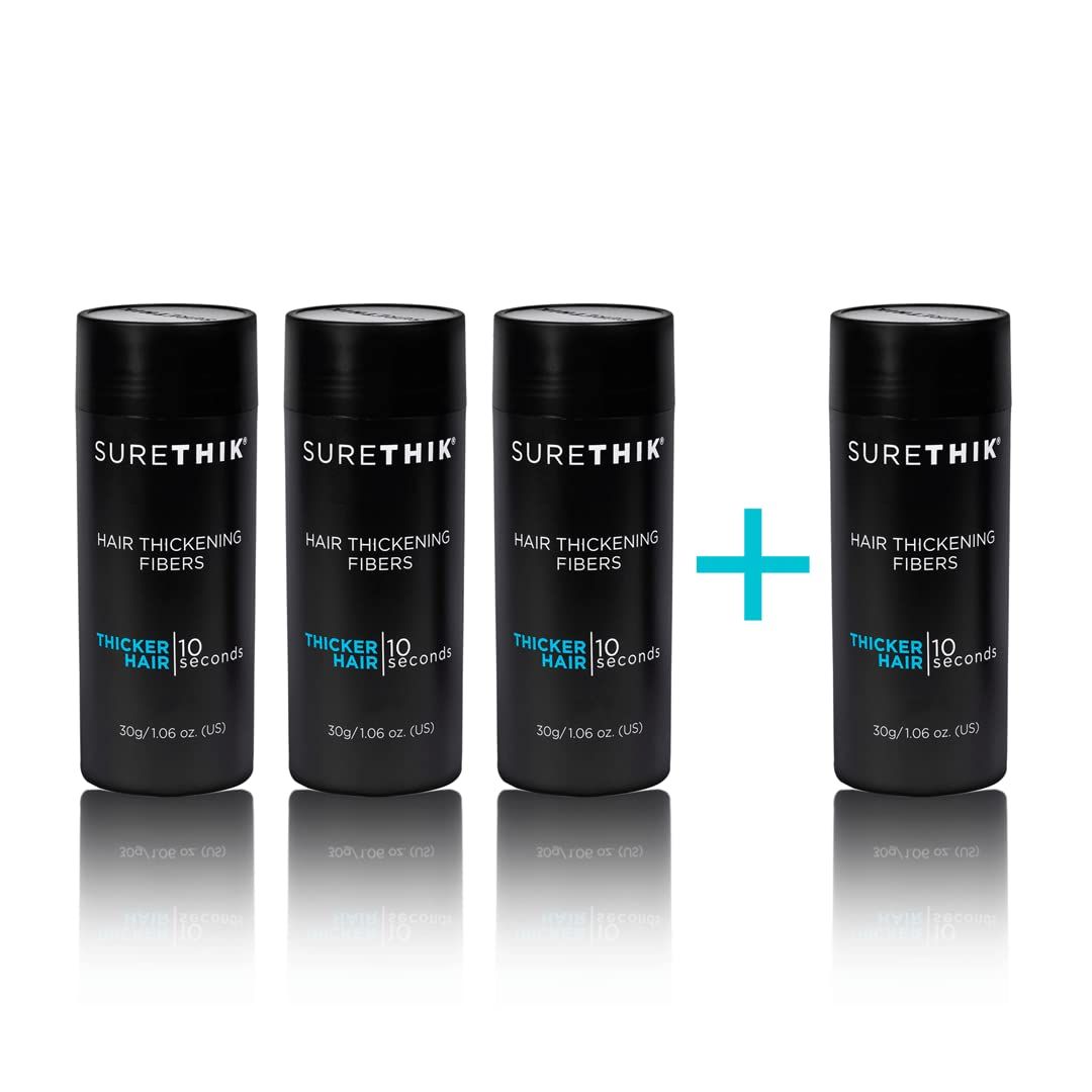 SURETHIK Hair Thickening Fibers (Pack of 4 x 30g Bottle, Dark Brown), For Thicker Looking Hair, Building Hair Fibers to Conceal Thinning Hair for Men &amp; Women