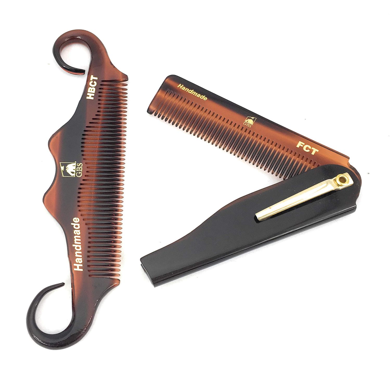 G.B.S Handmade Foldable All Purpose Comb Handle Bar Comb for Mustache Mens Grooming Comb Made of Fine Tooth for Long lasting Style Beard &amp; Hair Combo 2