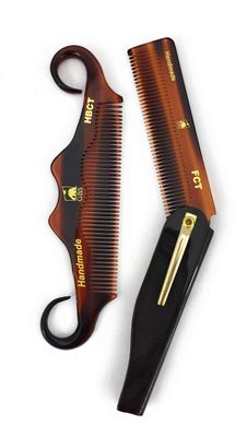 G.B.S Handmade Foldable All Purpose Comb Handle Bar Comb for Mustache Mens Grooming Comb Made of Fine Tooth for Long lasting Style Beard &amp; Hair Combo 2