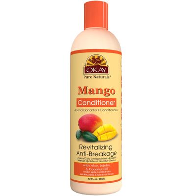 OKAY | Mango Anti-Breakage Conditioner | For All Hair Types &amp; Textures | Revitalize - Repair - Restore Moisture | With Aloe, Jojoba &amp; Coconut Oil | Free of Parabens, Silicones, Sulfates | 12 oz