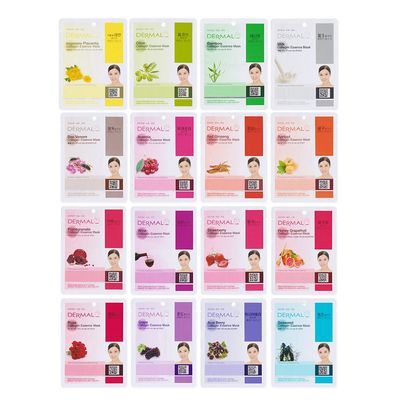 DERMAL 16 Combo Pack B Collagen Essence Korean Face Mask - Hydrating &amp; Soothing Facial Mask with Panthenol - Hypoallergenic Self Care Sheet Mask for All Skin Types - Natural Home Spa Treatment Masks