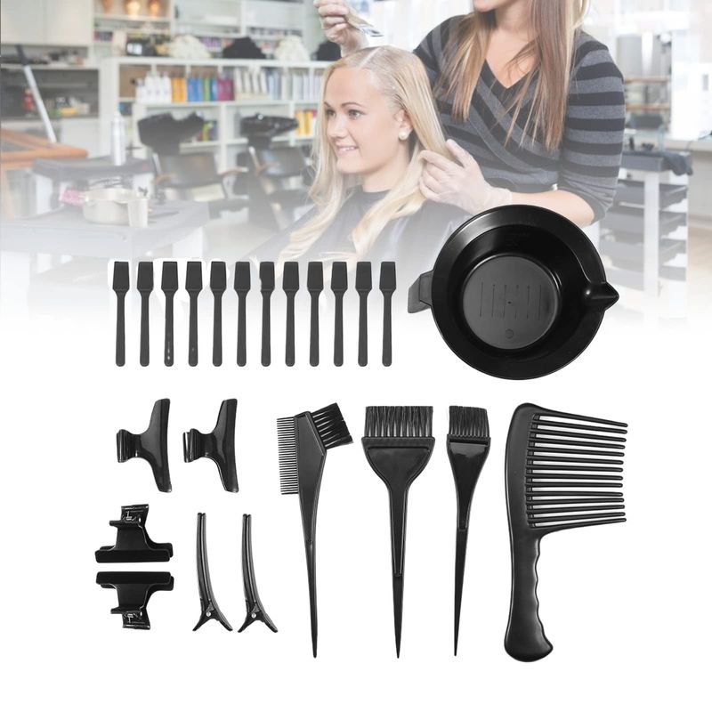 ZJchao Hair Dye Brush and Bowl Set, 23Pcs Salon Hair Coloring Dyeing Kit Color Dye Spatulas Brush Comb Clips Bowl Mixing Tint Tool Hair Bleaching Tools