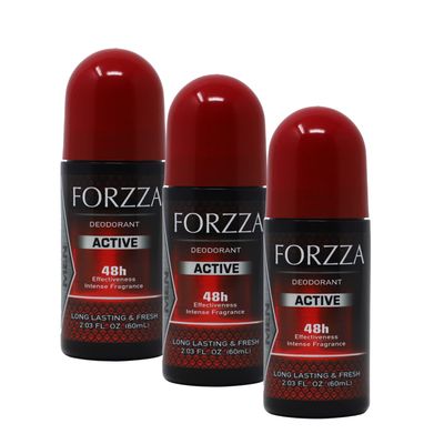 Forzza Roll-on Deodorant Active, 3-pack Of 2.03 Oz each, 3 Roll-On Bottles
