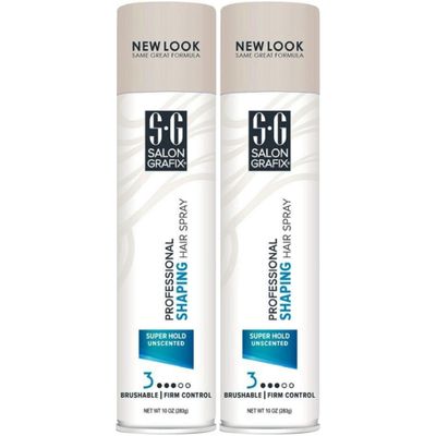Salon Grafix Shaping Hair Spray Super Hold Unscented 10 oz (Value Pack of 2), Packaging May Vary