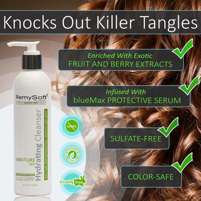 RemySoft Moisturelab System - Safe for Hair Extensions, Weaves and Wigs - Salon Formula Shampoo, Conditioner &amp; Serum - Gentle Sulfate-free Lather