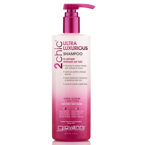 GIOVANNI 2chic Ultra-Luxurious Shampoo - Shampoo for Curly &amp; Wavy Hair, Aloe Vera, Pro-Vitamin B5, Lauryl &amp; Laureth Sulfate Free, No Parabens, Color Safe, Cherry Blossom &amp; Rose Petals - 24 oz