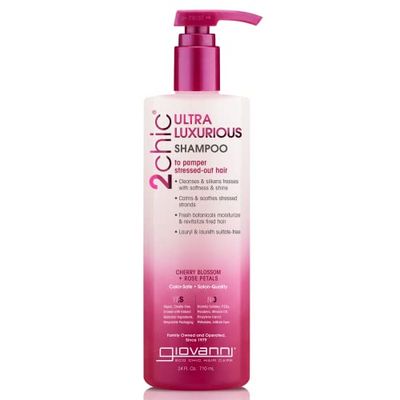 GIOVANNI 2chic Ultra-Luxurious Shampoo - Shampoo for Curly &amp; Wavy Hair, Aloe Vera, Pro-Vitamin B5, Lauryl &amp; Laureth Sulfate Free, No Parabens, Color Safe, Cherry Blossom &amp; Rose Petals - 24 oz