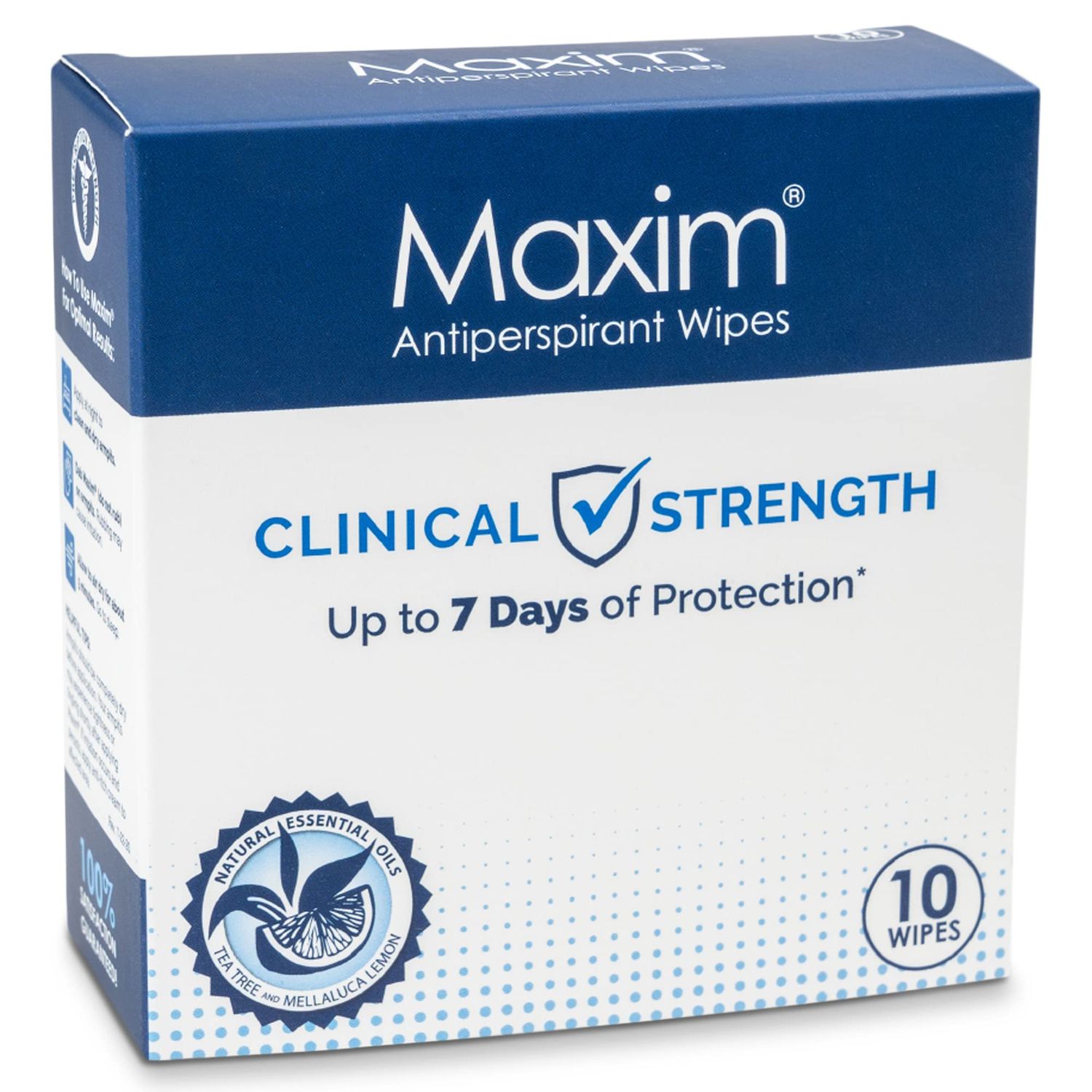 Maxim Clinical Strength Antiperspirant Wipes for hyperhidrosis Excessive Sweating - Reduces Sweat - Antiperspirant for Men and Women Certain to Keep you Dri. 10 wipes