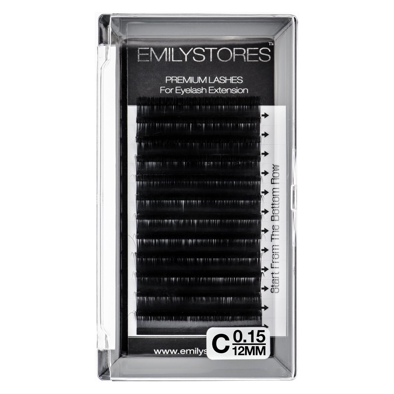 EMILYSTORES Eyelash Extensions 0.15mm Thickness C Curl 12mm Length Individual Volume Natural Eyelashes For Lash Extensions(0.15,C,12mm)
