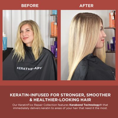 KERATHERAPY Keratin Infused KeratinFIXX Repair Shampoo, Repair Shampoo for Dry, Damaged or Frizzy Hair with Caviar Extract, Clear, 10.14 Fl Oz (Pack of 1) (Look May Vary)