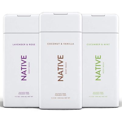 Native Body Wash 3 Pack - Natural Body Wash Women &amp; Men - SLS &amp; Paraben Free - Cucumber &amp; Mint, Coconut &amp; Vanilla, Lavender &amp; Rose