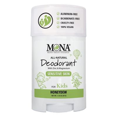 MONA 100% Natural Deodorant for Kids, Preteens &amp; Teens | No Baking Soda, Synthetic Scents or Aluminum | Safe for Girls &amp; Boys with Sensitive Skin | Hypoallergenic &amp; Vegan (HONEYDEW 1.76 Oz)