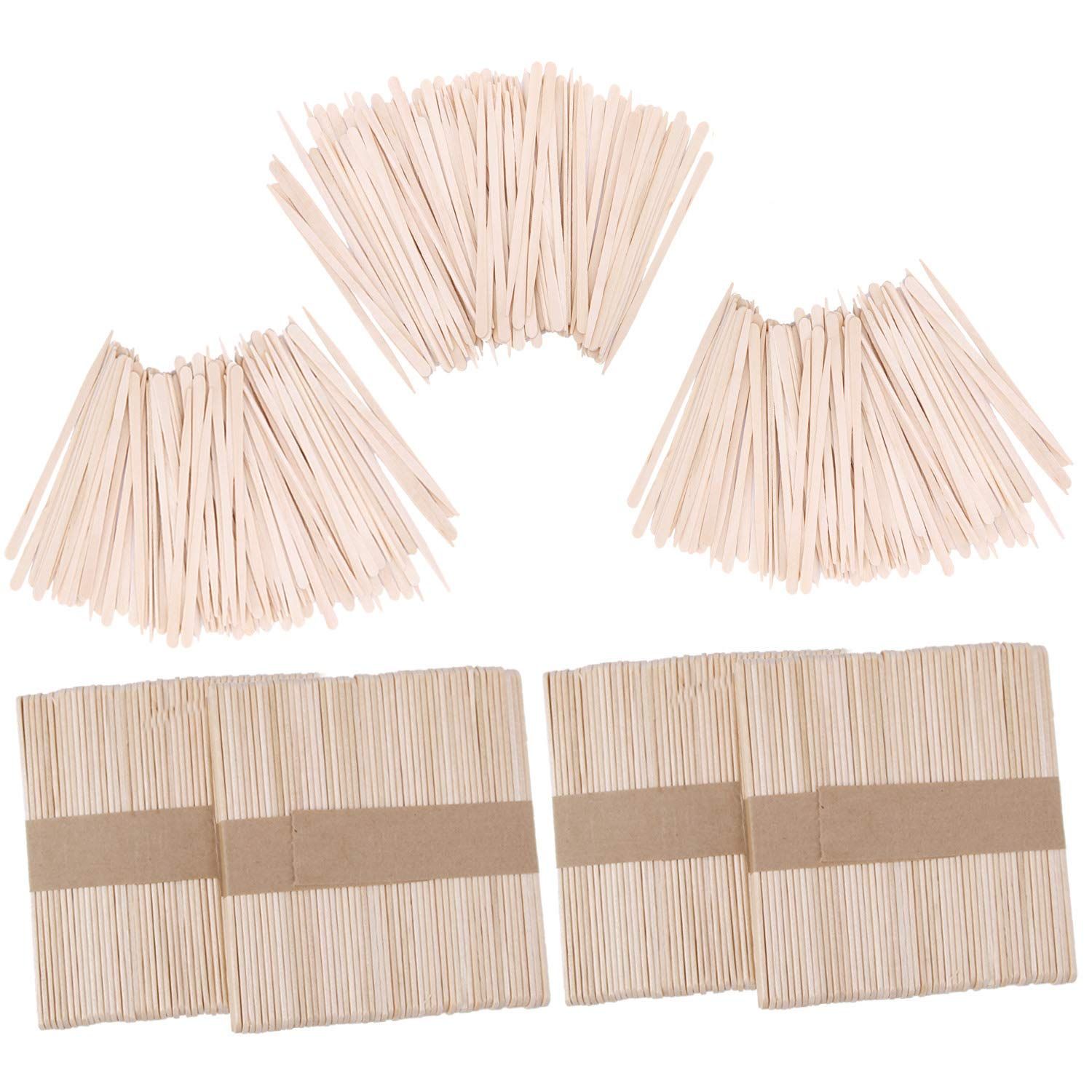 Senkary 500 Pieces Wooden Wax Sticks Eyebrow Waxing Sticks for Hair Removal (Small and Large Sizes)