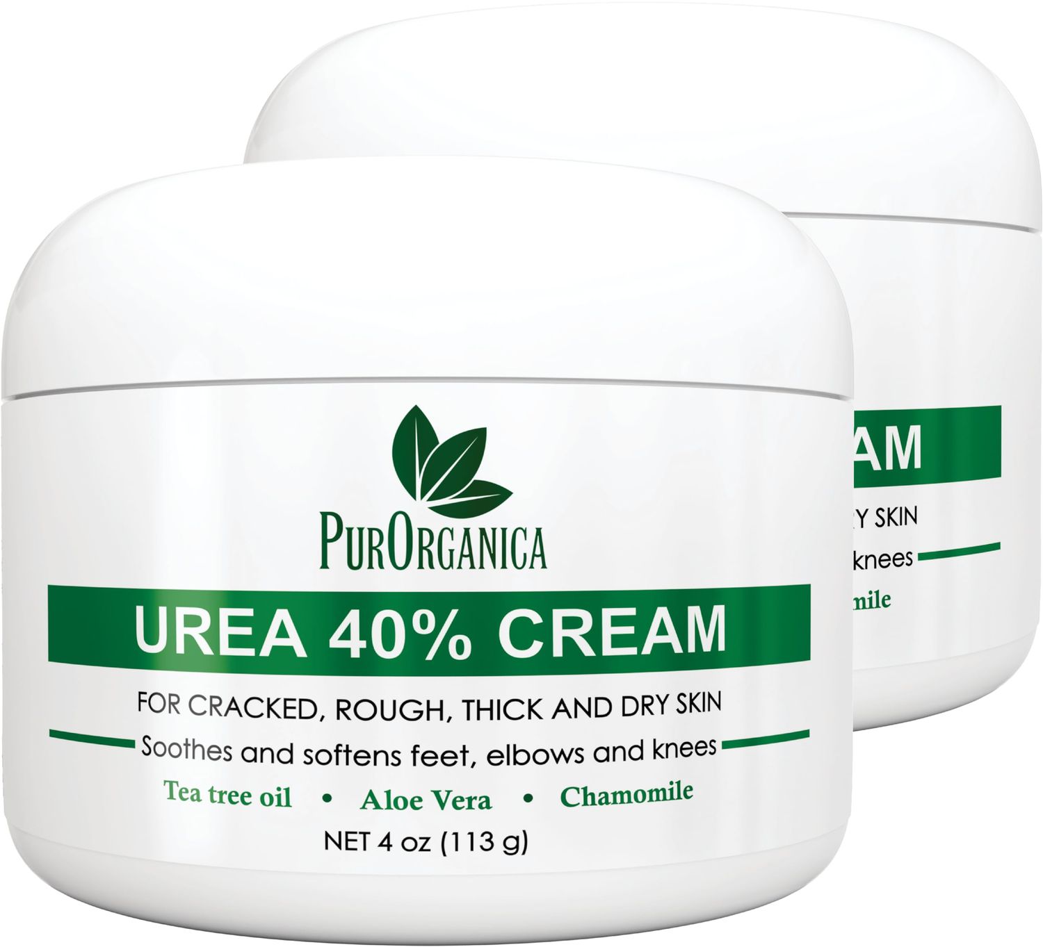 PurOrganica Urea 40% Foot Cream - Made in USA - Corn, Callus and Dead Skin Remover - Moisturizer &amp; Rehydrater - For Thick, Cracked, Rough, Dead &amp; Dry Skin - For Feet, Elbows and Hands - Pack of 2