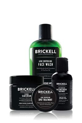 Brickell Men&#39;s Acne Controlling System for Men, Acne Fighting Face Moisturizer Treatment, Face Wash, Spot Treatment, and Scar Cream, Natural &amp; Organic