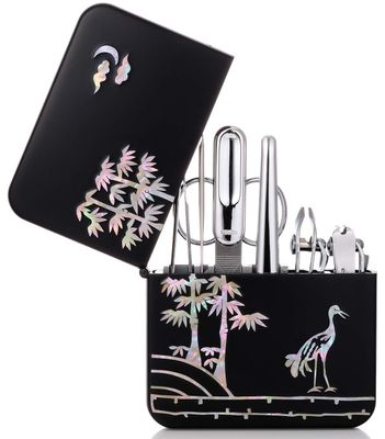Korean Nail Clipper! Mother of Pearl World No. 1 Three Seven (777) Premium Quality Gift Travel Manicure Grooming Kit Nail Clipper Set (4112), MADE IN KOREA, SINCE 1975, (Premium Silver)