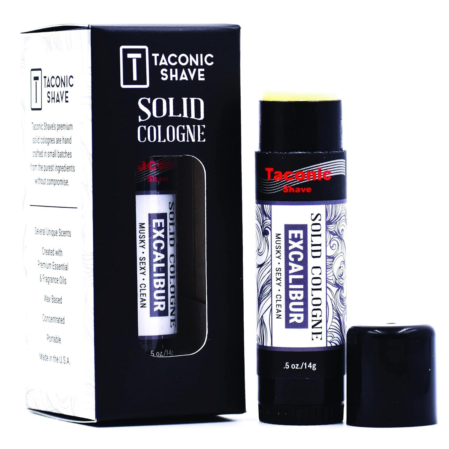 Taconic Shave All-Natural Excalibur Scent Men&#39;s Solid Cologne - Portable and Easy to Apply - Artisan Made in the USA