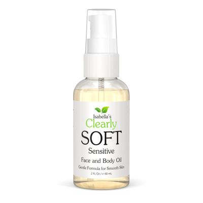 Clearly SOFT Gentle Face and Body Oil for Sensitive Skin | Hydrate, Moisturize, Soothe Dry Skin | Natural and Organic Ingredients for Smooth Soft Skin | Made in USA (2 Oz)