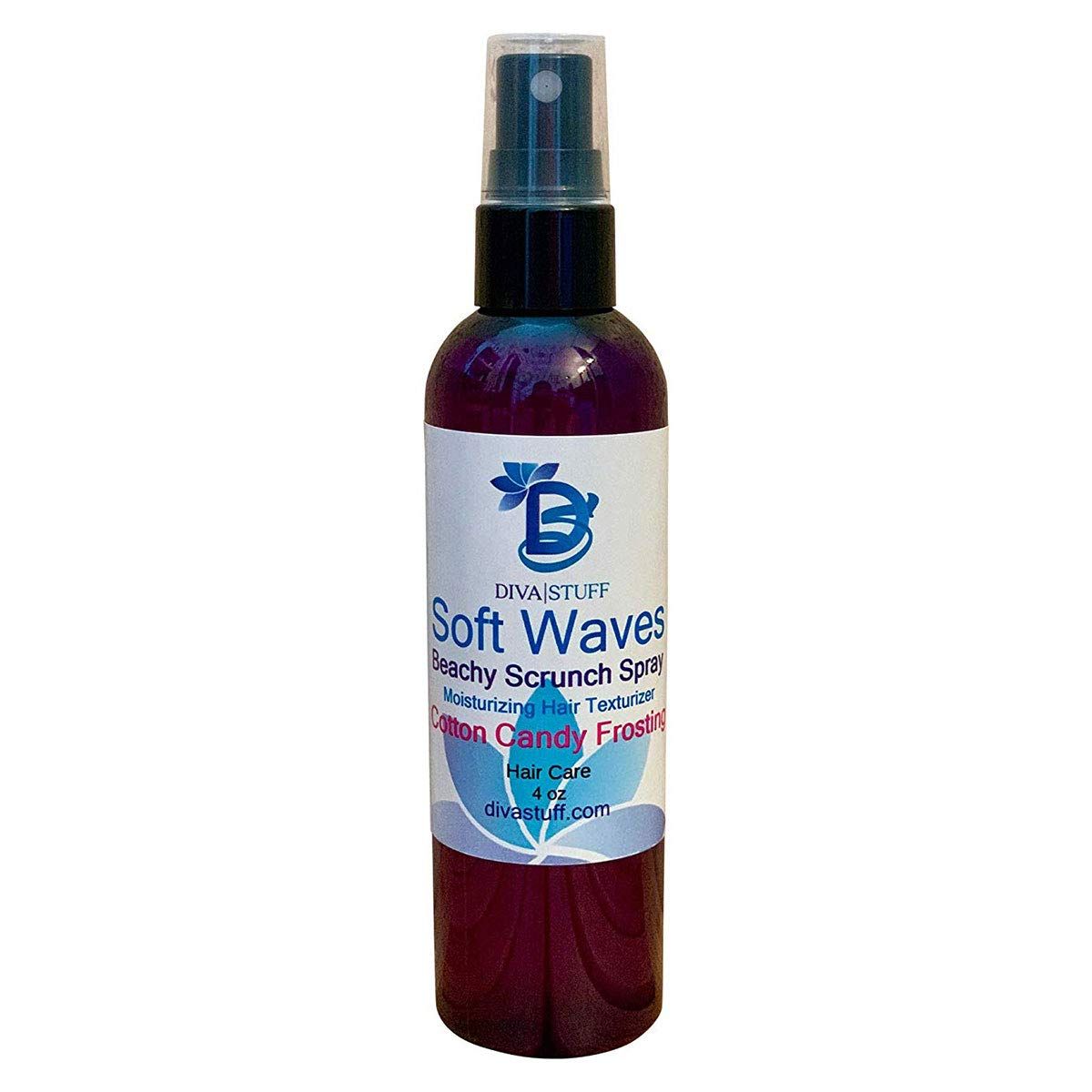 Soft Waves Beachy Scrunch Spray, Moisturizing Hair Texturizer, Cotton Candy, By Diva Stuff