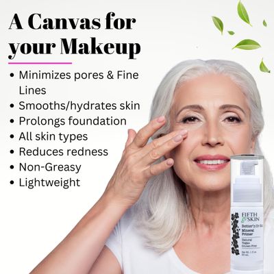 Fifth &amp; Skin Better'n Ur Skin MINERAL MAKEUP PRIMER - Natural - Organic - Vegan - Cruelty Free - Hydrate, Minimize Pores &amp; Lines - Lightweight, Non-Greasy - ALL Skin Types - Paraben Free - 1 oz.