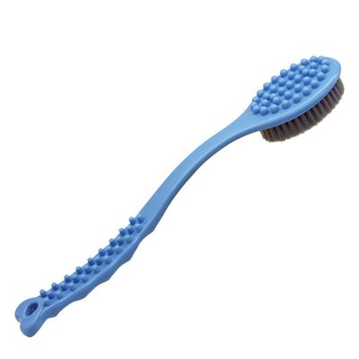 QiCheng&amp;LYS Bath Brush with Long Handle, Handheld Body Massage Brush Shower Back Scrubber-14inch (blue)