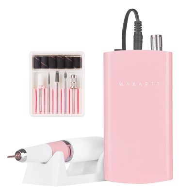 Makartt Nail Drill Professional, Rechargeable Nail E File 30000RPM Electric Nail Drill, Malory Pink Portable Gel Nail Remover Machine with Nail Drill Bits &amp; Sanding Bands for Manicure Salon Home Use