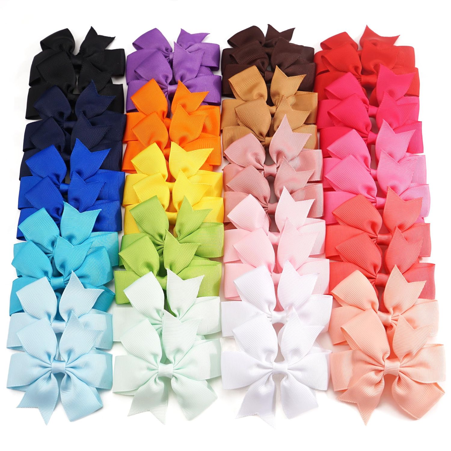 CLLOT 40Pcs 3.5 Inch Boutique Grosgrain Ribbon Pinwheel Hair Bows Alligator Clips For Girls Toddlers Accessories Teens Gifts In Pairs