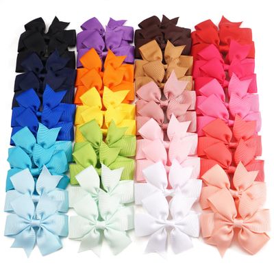 CLLOT 40Pcs 3.5 Inch Boutique Grosgrain Ribbon Pinwheel Hair Bows Alligator Clips For Girls Toddlers Accessories Teens Gifts In Pairs