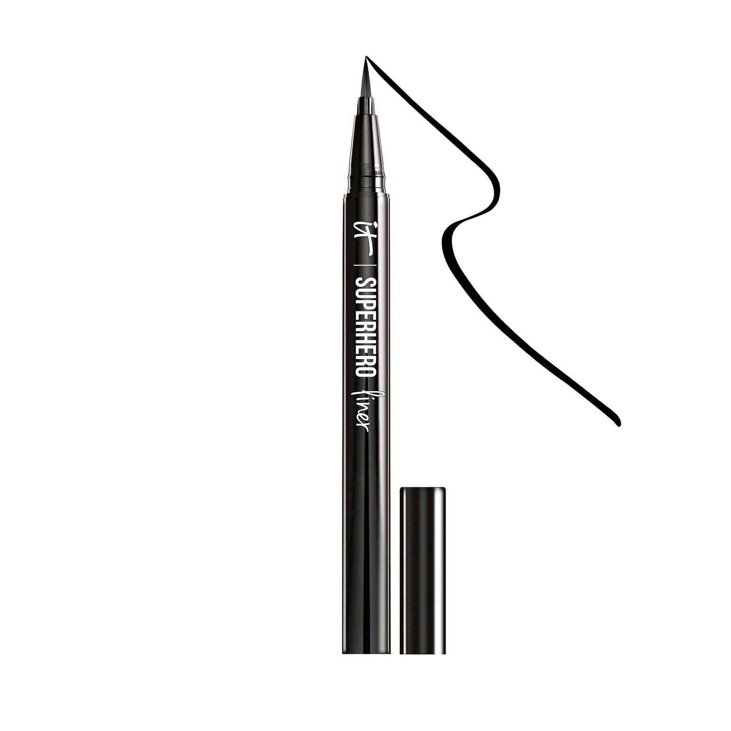 IT Cosmetics Superhero Liquid Eyeliner Pen, Black - 24-Hour Waterproof Formula Wont Smudge or Fade - With Peptides, Collagen, Biotin &amp; Kaolin Clay - 0.03 fl oz