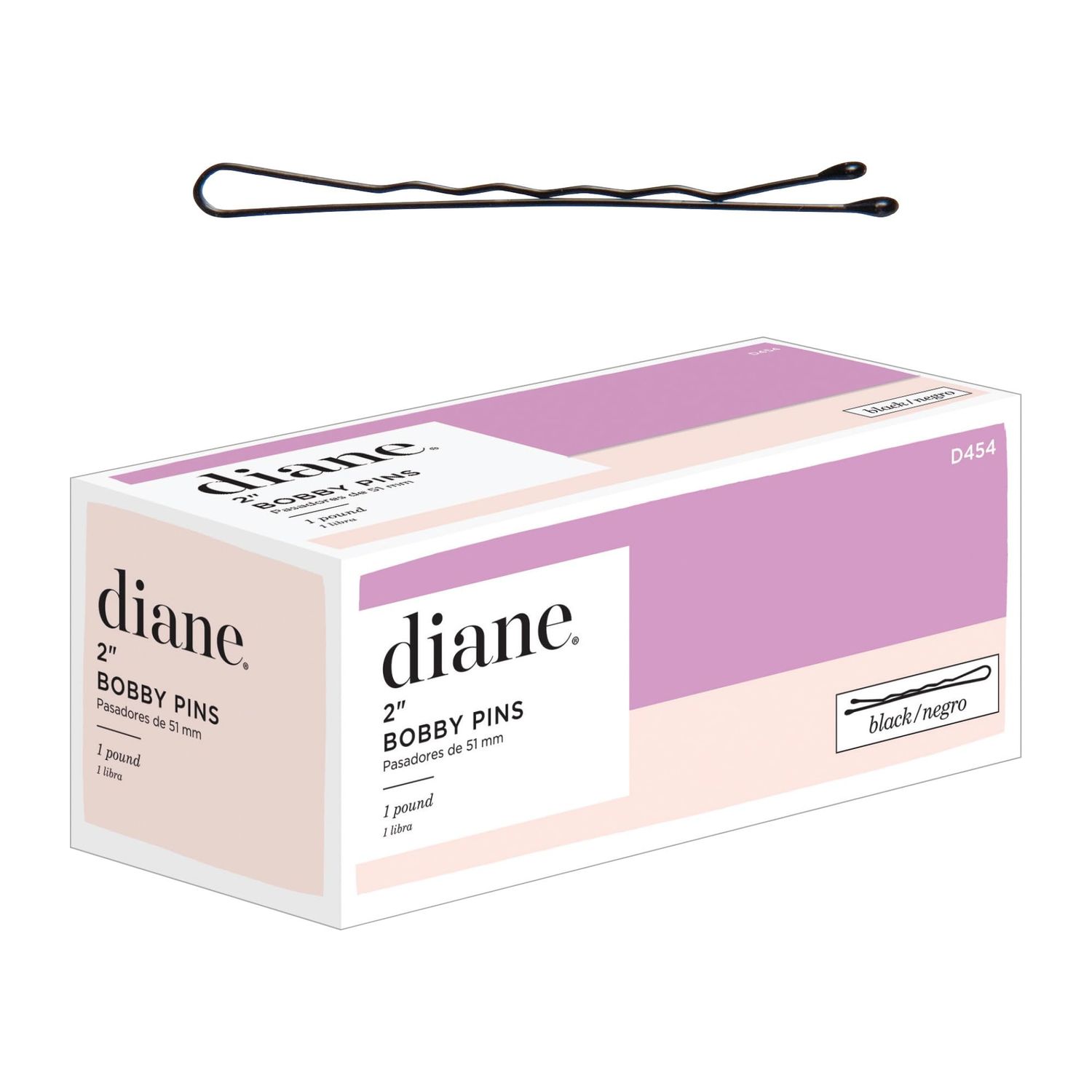 Diane 2 Black Bobby Pins for Women, Girls, Hairdressing, Salon, Hair Pins with Ball Tips for Securing Updos, Flyaways (Approximately 600 Pins)