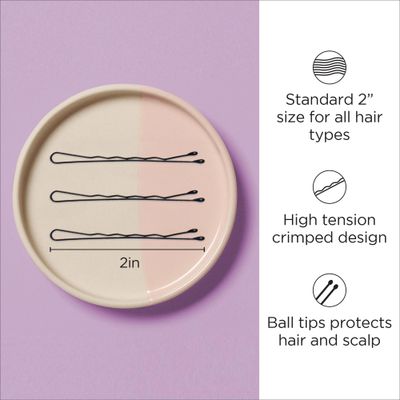 Diane 2 Black Bobby Pins for Women, Girls, Hairdressing, Salon, Hair Pins with Ball Tips for Securing Updos, Flyaways (Approximately 600 Pins)