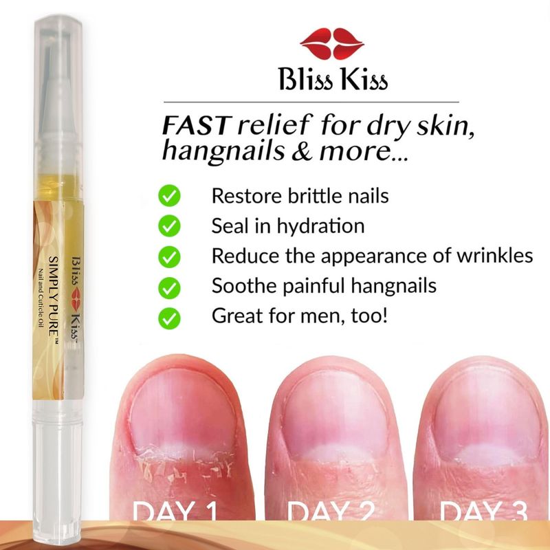 Bliss Kiss | 1 Vanilla Fragrance | Nail Oil Cuticle Pen w/Vitamin E &amp; Jojoba?Nail Strengthener Nail Growth Serum for Brittle Peeling Breaking Thin Nails