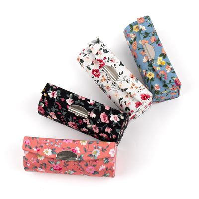 AUEAR, 4 Pack Floral Lipstick Case with Mirror for Purse Travel Holder (Small Flower Pattern)