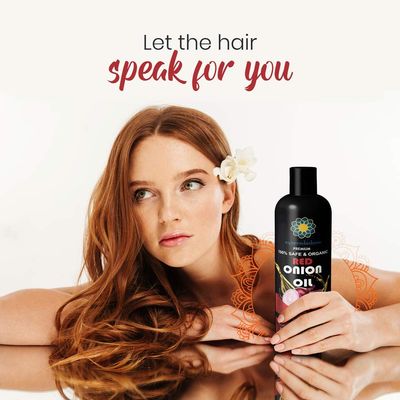 AYURVEDASHREE Hair Treatment Oil with Red Onion, Oil blends of Black Seed, Pure Argan, Sandalwood &amp; Rose - 200 Ml/6.7 fl oz