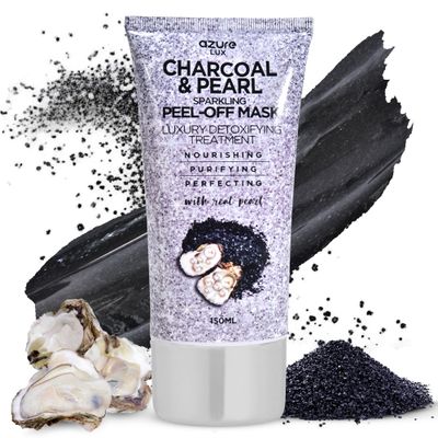 AZURE Charcoal &amp; Pearl Luxury Anti Aging Peel Off Face Mask- Moisturizing &amp; Purifying - Removes Blackheads, Dirt &amp; Oils - With Hyaluronic Acid &amp; Collagen - Skin Care - 150mL