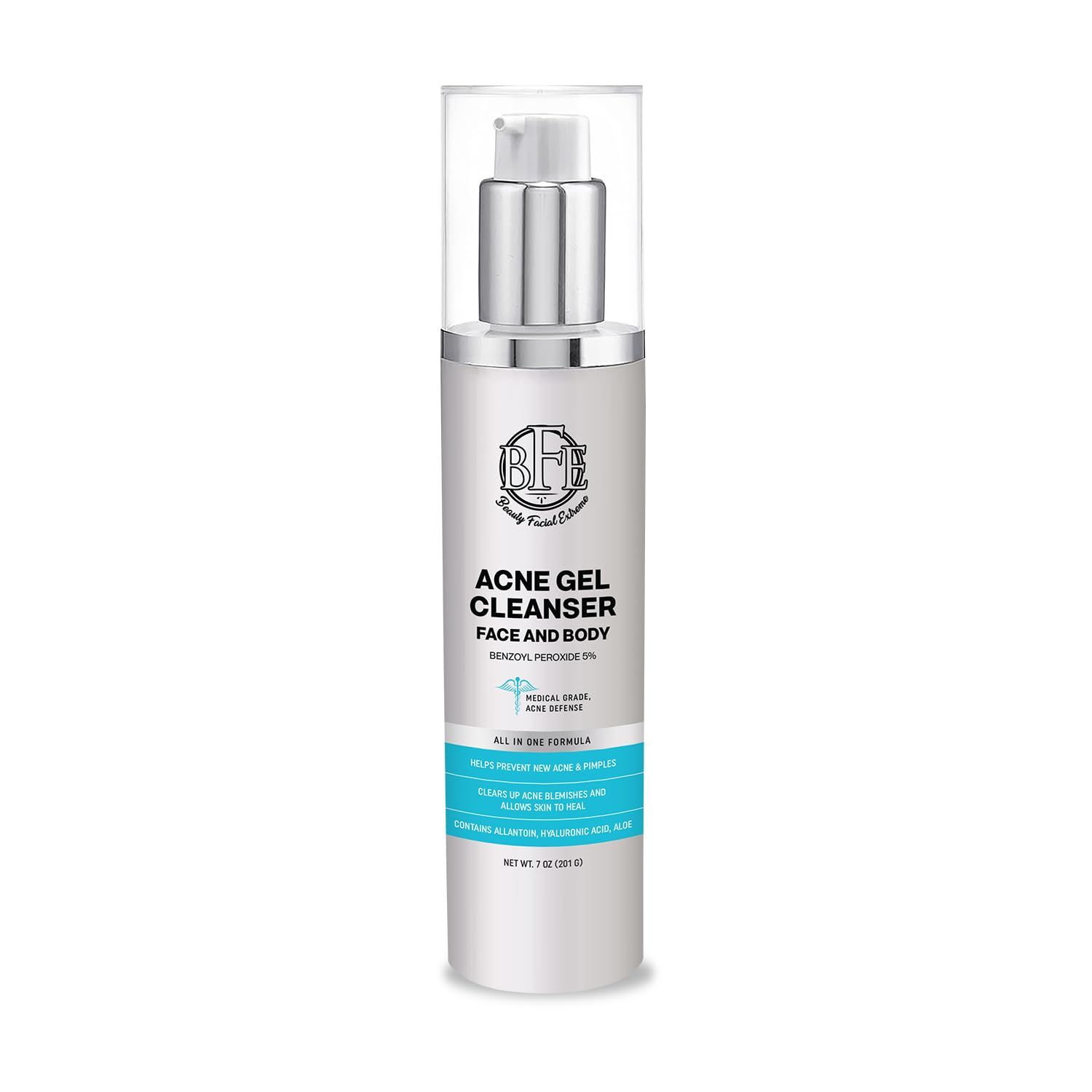 Acne Face wash Treatment with Benzoyl Peroxide 5% - Fight Acne Blemishes on Contact for Cystic Breakouts, Oily Skin, Clogged Pores, Blackhead, Whitehead &amp; Pimples. Achieve Clear Skin.