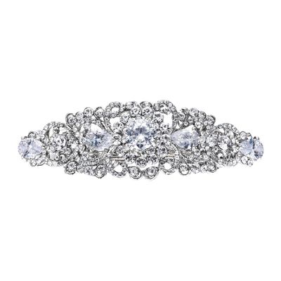 EVER FAITH Wedding Hair Accessory for Bride Austrian Crystal CZ Bridal Art Deco Flower Vine Barrette Clip for Women