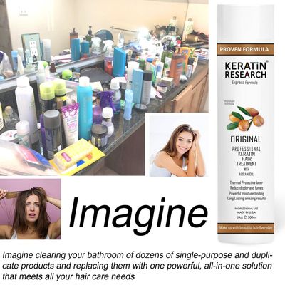 KERATIN RESEARCH Brazilian Keratin Hair Straightening and Smoothing Blowout Treatment Professional Organic Results shiny Hair with Natural look Queratina Keratina (4 OZ Original)
