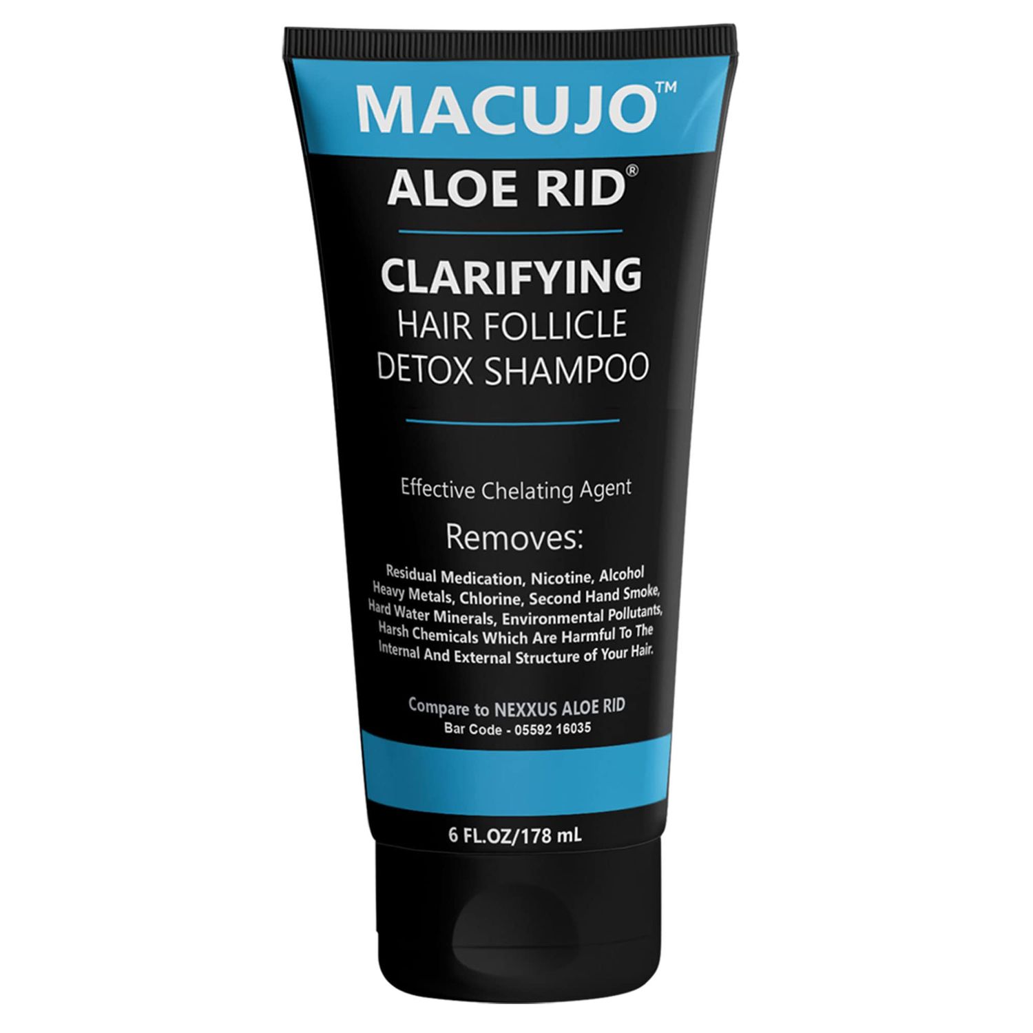 Macujo Aloe Rid Detox Shampoo Method Effective Chelating Agent for Pollutants, Residual Medications, Nicotine, Alcohol, Chlorine, 2nd Hand-Smoke, Heavy Metals
