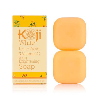 Koji White Kojic Acid &amp; Vitamin C Brightening Soap, Hydrating Face &amp; Body For Radiant Glow Skin, Nourishing, Moisturizing, Even Tone Cleansing Bar, Vegan, Paraben-Free, 2.82 oz (2 Bars)