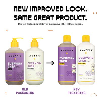 Alaffia EveryDay Shea Shampoo and Conditioner - Normal to Very Dry Hair, Cleans and Protects, Supports Balance pH for Luxurious Locks with Shea Butter and Coconut Oil, Lavender, 16 Fl Oz Each