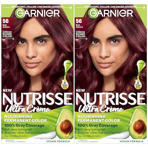 Garnier Hair Color Nutrisse Nourishing Creme, 56 Medium Reddish Brown (Sangria) Permanent Hair Dye, 2 Count (Packaging May Vary)