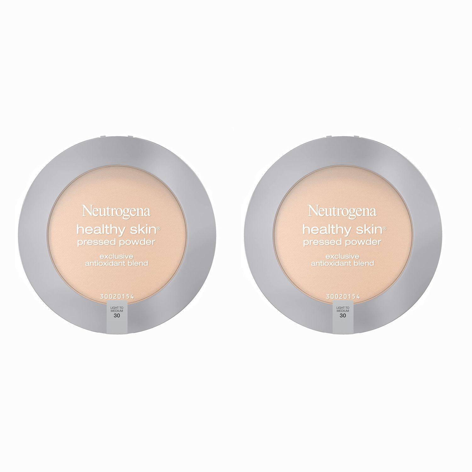 Neutrogena Healthy Skin Pressed Makeup Powder Compact with Antioxidants &amp; Pro Vitamin B5, Evens Skin Tone, Minimizes Shine &amp; Conditions Skin, Light to Medium 30, .34 oz (Pack of 2)
