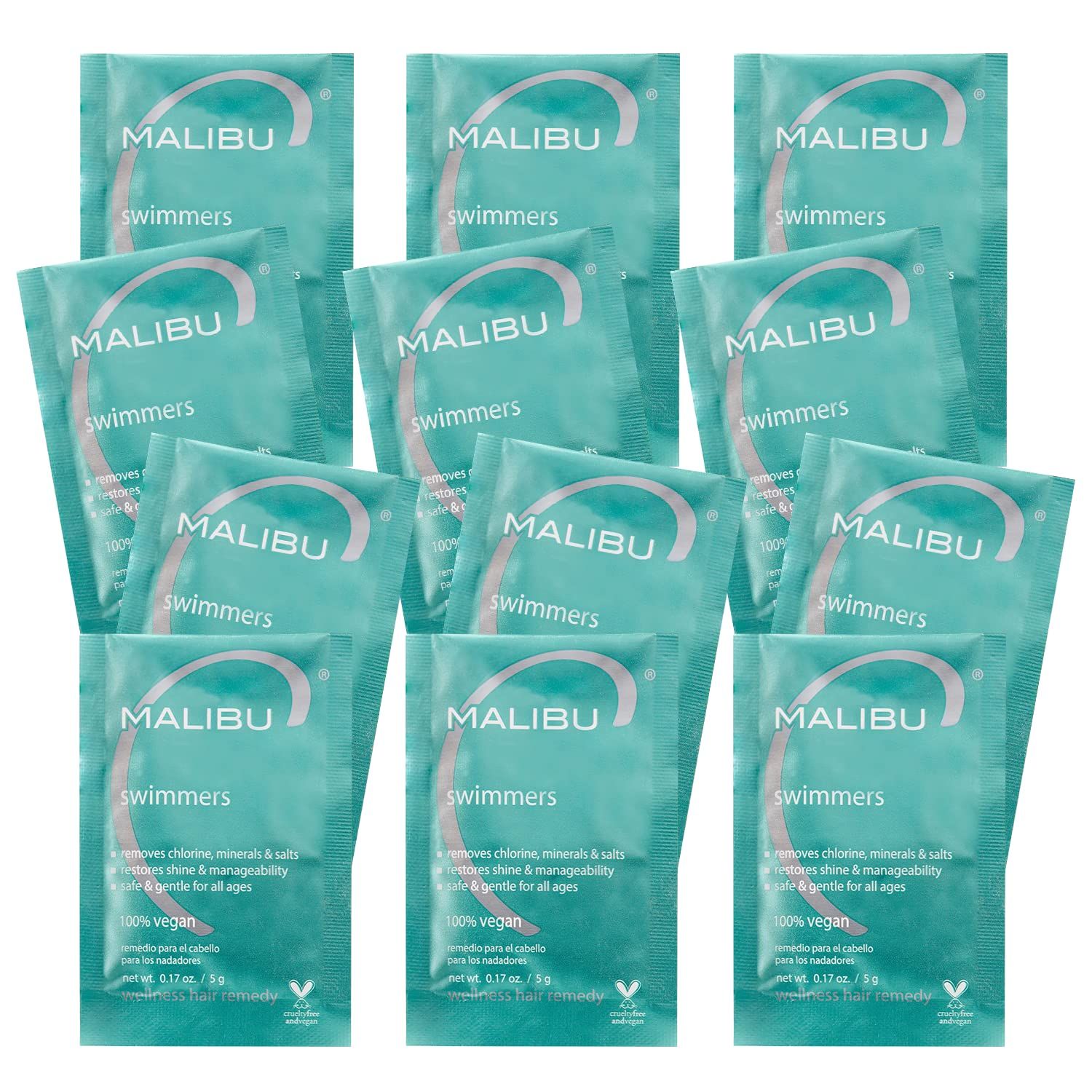 Malibu C Swimmers Wellness Remedy - Restoring &amp; Hydrating Hair Care with Vitamin C Complex - Protects Hair Discoloration from Chlorine and Pool Elements (12 Packets)